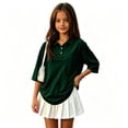 thumbnail image 2 of Kids' Collared T-Shirt Solid Cotton Three Quarter Sleeve Weekend Style Button Front, 2 of 6