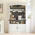 thumbnail image 2 of Home Coffee Bar Cabinet with Storage LED Buffet Cabinet 72" Farmhouse Kitchen Sideboard Tall Coffee Hutch Cabinet with Microwave Stand/Wine Rack/Glass Shelf Kitchen, Dining Room, Living Room, 2 of 9