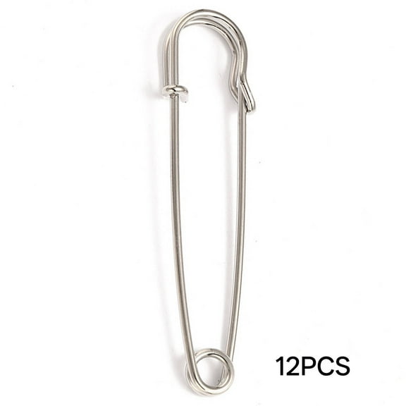 DESIGNICE 12Pcs Safety Pins,Reinforced Design Safety Pins,Secure Fixation Large Safety Pins,Silver-1