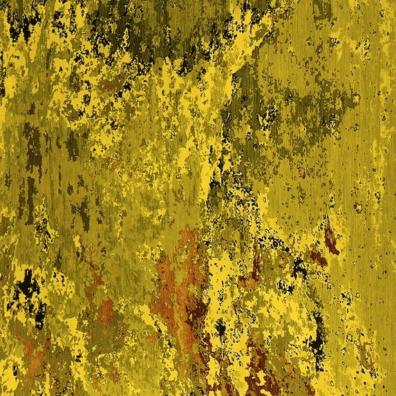 Ahgly Company Indoor Square Oriental Yellow Industrial Area Rugs, 4' Square