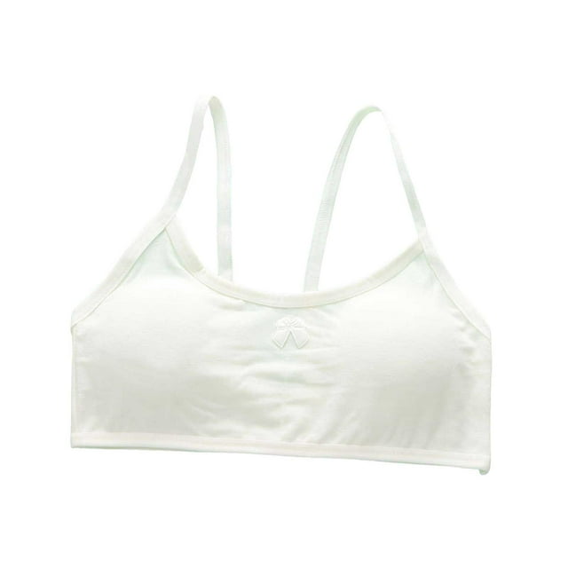 MIASHUI Girls Padded Training Bra Crop Tops Lightweight Seamless Bra,Light Yellow,8-14 Years