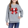thumbnail image 4 of Lorytime Christmas Hoodies for Teen Girls Unisex Bow Sweatshirt Long Sleeve Pullover Drop Shoulder Festive Tops Gray, 4 of 4
