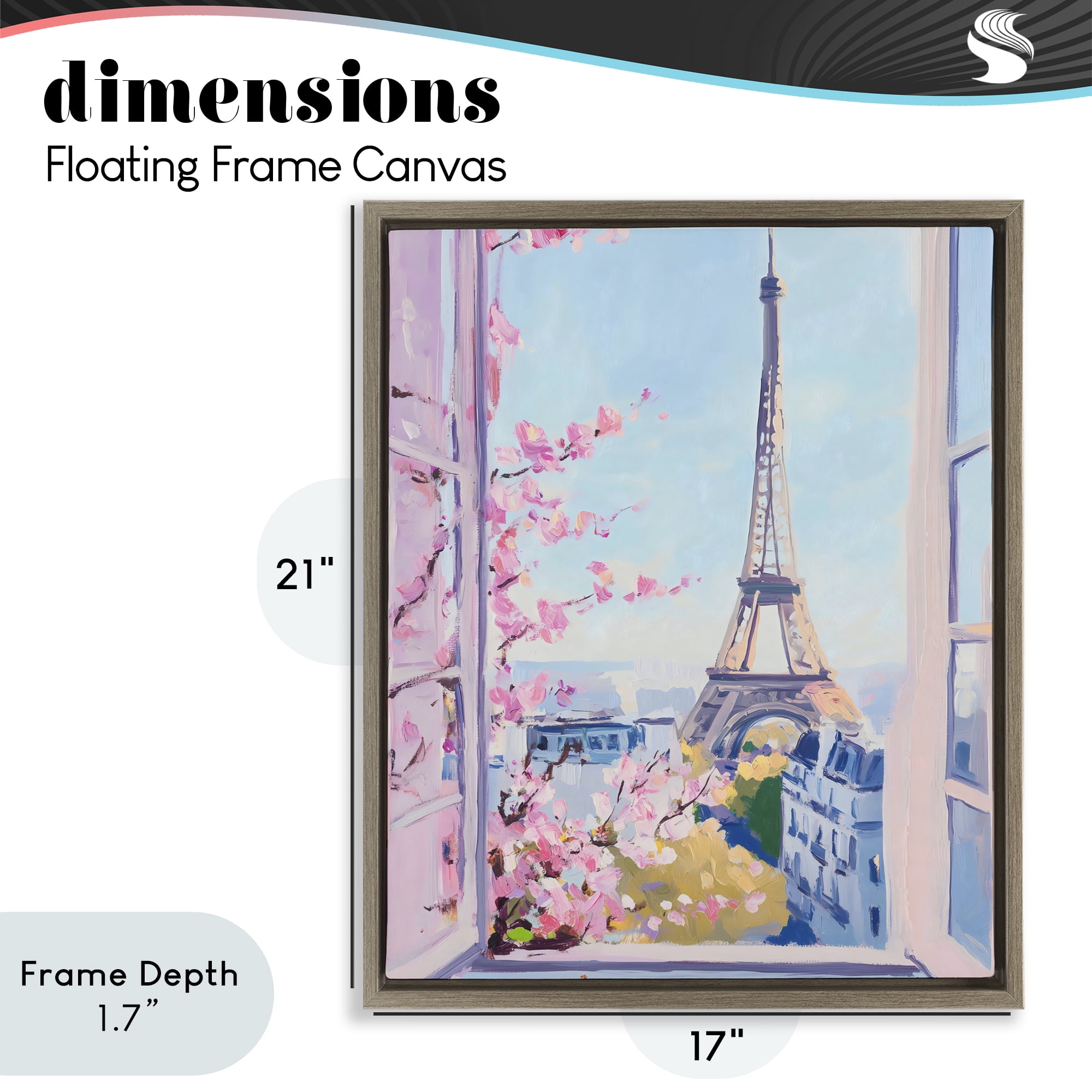Stupell Industries Eiffel Tower View in Spring Brown Framed Floater Canvas Wall Art, design by The Prints Vibe