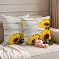 thumbnail image 2 of Spring Sunflowers Outdoor Waterproof Pillow Covers, Yellow Floral Turquoise Farmhouse Grey Wooden Decorative Square Throw Pillowcase Sofa Cushion Sham for Patio/Couch/Chair, 20"x20" 2 Pack, 2 of 8
