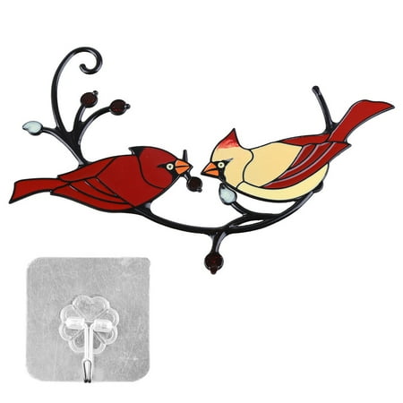

Sorrowso Pair Cardinal Bird Stained Ornament Window Hangings Personality Red Bird Shaped Pendant for Home Window Hanging Ornament Home Patio Garden Decoration