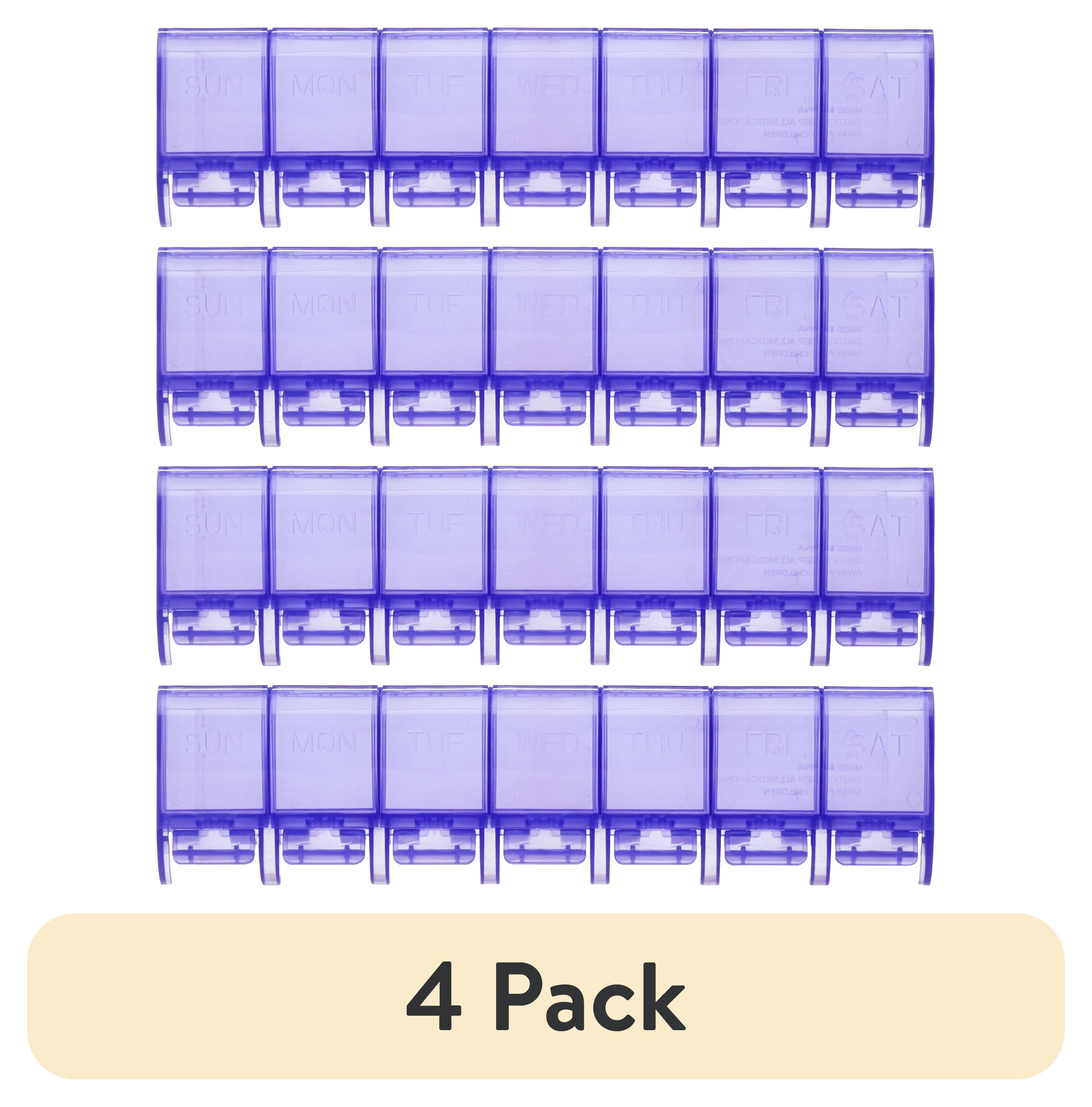 (4 pack) Equate Weekly 7 Day Pill Planner, Large Pill Organizer – Assorted Colors