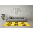 thumbnail image 3 of Ahgly Company Machine Washable Indoor Square Abstract Yellow Contemporary Area Rugs, 4' Square, 3 of 4
