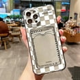 thumbnail image 1 of Transparent Card Slot Case For iPhone 13 14 15 16 11 12 Pro Max XR XS SE 7 8 Plus Grid Pattern Soft Pocket Holder Wallet Cover tzw, 1 of 7