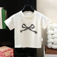 thumbnail image 6 of Ashirexll Girls T Shirts, Shirts for Girls, 3-12 Years Kids' Fashion Bowknot Printed Casual Short Sleeve Round Neck Summer T-shirts for Girls, 6 of 6