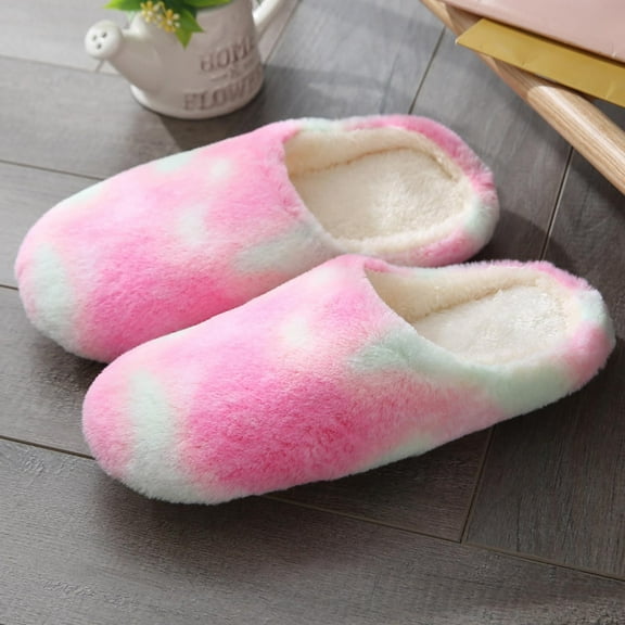 Azrian Womens Slippers Memory Foam,Women Plush Warm Slippers Home Shoes and Winter Indoor Soft Soled Floor Slipper Gifts for Men/Women Pink 6.5(38-39)