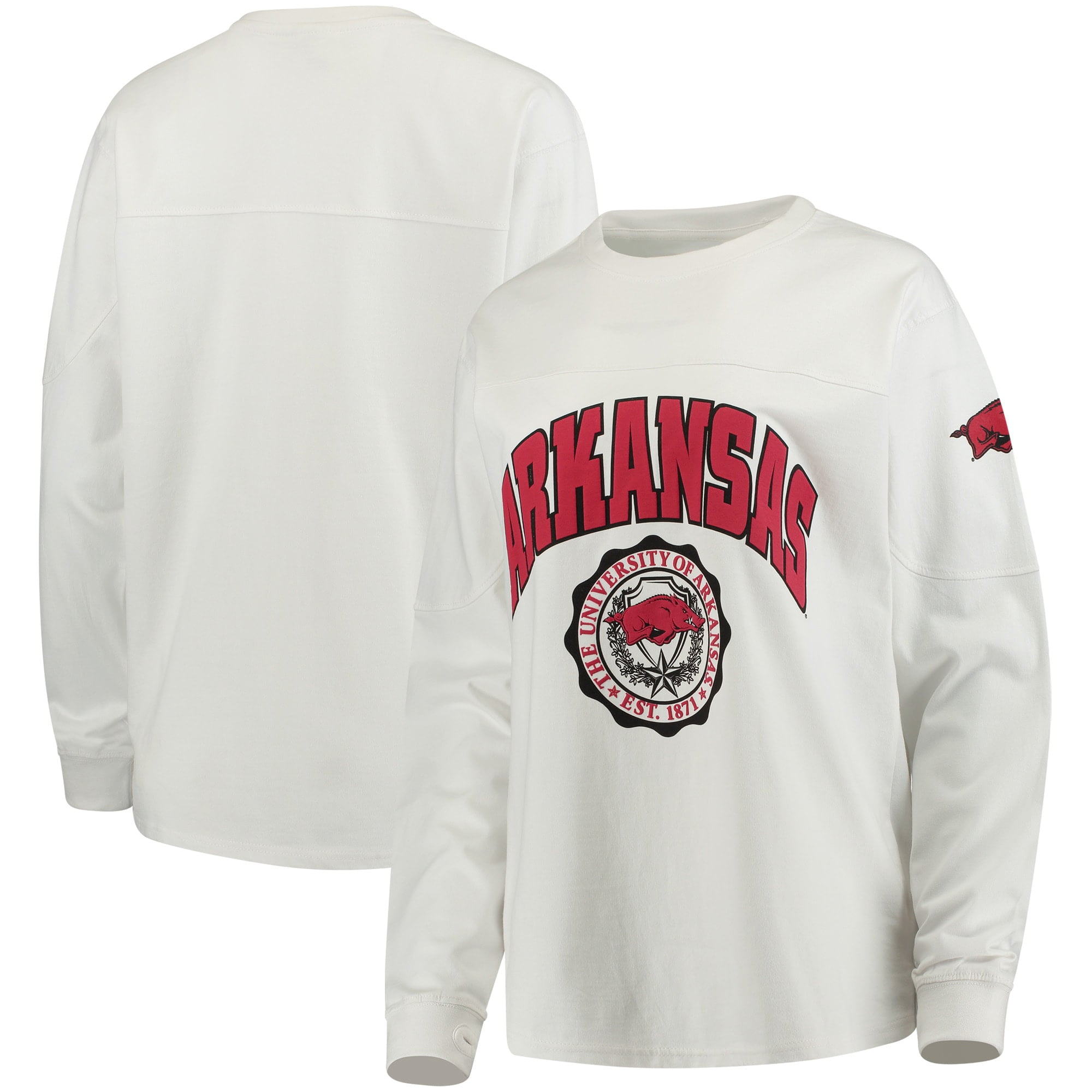 Arkansas Razorbacks Women's Edith Long Sleeve T-Shirt - White - Walmart.com - Walmart.com