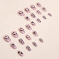 thumbnail image 3 of Uñas postizas con punta de prensa corta, uñas postizas de almendra de cobertura completa con diseño de purpurina, uñas brillantes para mujeres y niñas, 24 piezas, 3 of 5