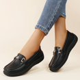 thumbnail image 4 of Willtoo Womens Wide Toe Loafers Slip On Casual Platform Walking Shoes Metal Buckle Lightweight Comfort Daily Work Loafers, 4 of 6