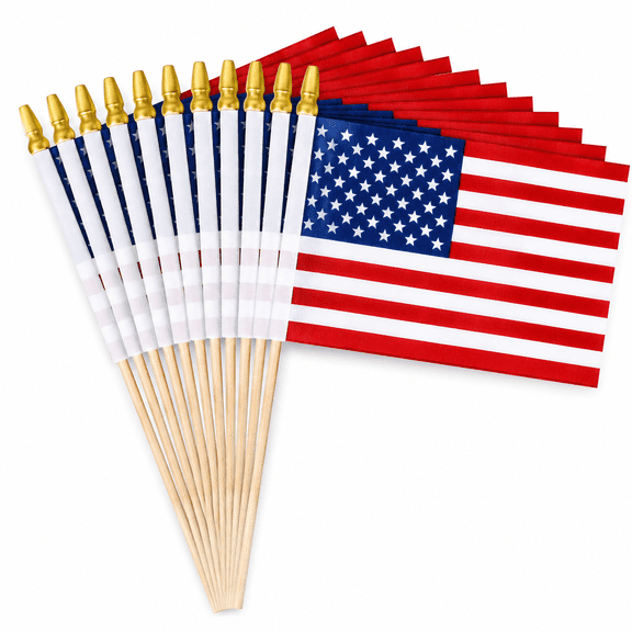 12 Pack American Flags on Stick 4x6, 1776-2026 USA 250th Anniversary Patriotic Handheld Mini Flag, 4th of July Independence Day Decorations for Veterans Day Memorial Day Outdoor Garden Party