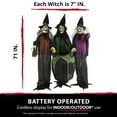 thumbnail image 3 of Haunted Hill Farm 5.7 ft Animatronic 3 Witches with Cauldron, Indoor/Covered Outdoor Halloween Decoration with Light-up Eyes, HHWITCH-15FLS, 3 of 14