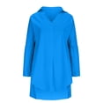 thumbnail image 4 of Yuyuzo Cotton Linen Shirts for Women 3/4 Sleeve Deep V Neck Collared Oversized Solid Color Blouses, 4 of 6
