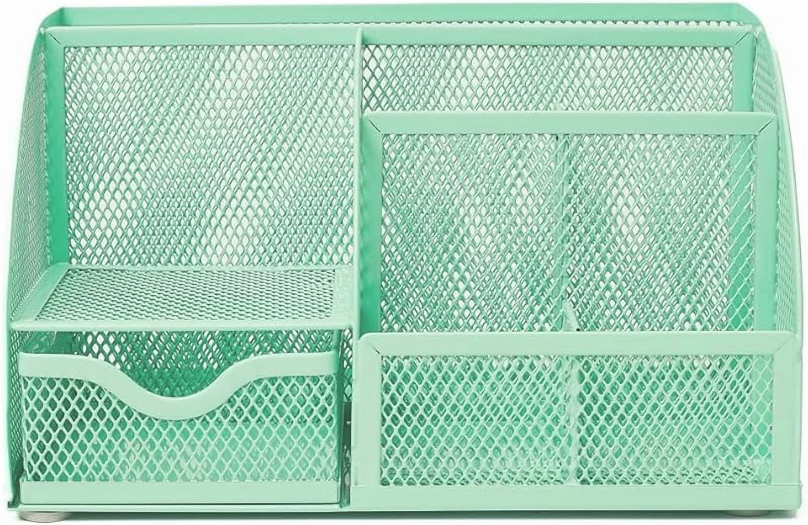 Mesh Desk Organizer Office with 7 Compartments + Drawer/Desk Tidy Candy/Pen Holder/Multifunctional Organizer