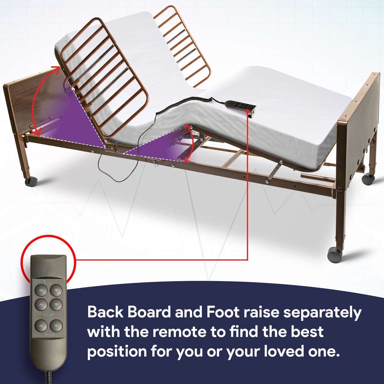 ProHeal Full Electric Hospital Bed Package With Overbed Table For Home - Rails and Mattress Included, Medical Bed - 36" x 80"