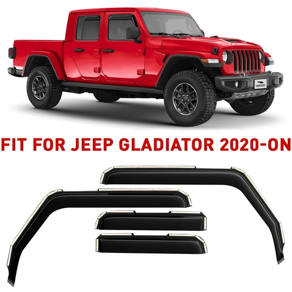 Voron Glass in-Channel Extra Durable Rain Guards for Jeep Gladiator 2020-2026, Window Deflectors, Vent Window Visors, 4 Pieces - 200292