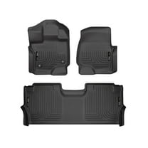 Husky Liners 94121 Weatherbeater Floor Mats Fit 2021-2025 Ford F-150 SuperCrew/Lightning w/ Carpet/Flat-Fold Storage Front/2nd Row Liners 3pc Black