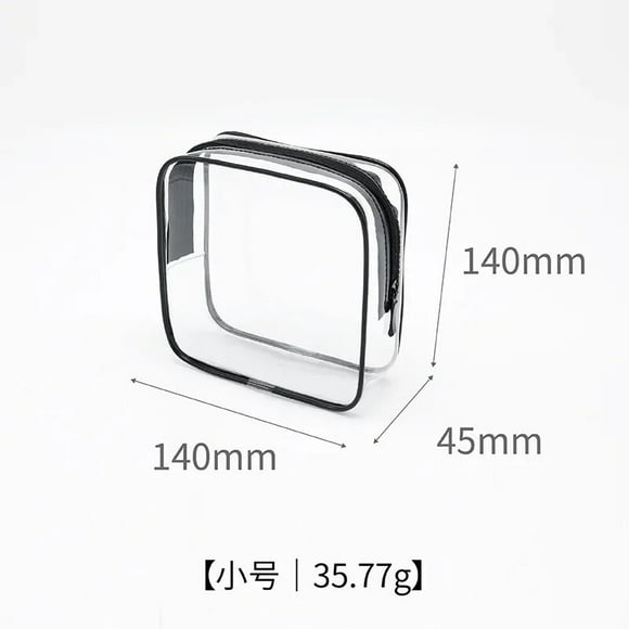 Large Capacity Transparent Black Cosmetic Bag with Waterproof Zipper Women Men Travel Toiletry Organizer Makeup Wash Bag