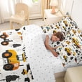thumbnail image 4 of Castle Fairy Cute Cartoon Construction Truck Twin Bedding Sets 7-Piece for Kids, Tractor Excavator Bedding Comforter Set for Bedroom, Yellow Blue, 4 of 7
