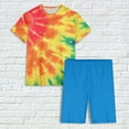 thumbnail image 5 of Iyufng Womens Pajama Sets,Pajama Sets for Women Plus Size,Women's Solid Short Sleeve Lettuce Trim Top Shorts 2 Piece Outfits Pajama Set,Sleepwear Sets, 5 of 6