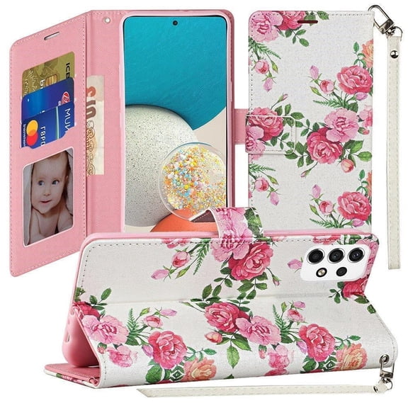 Compatible for TCL ION Z T501L T501C Wallet Cover Phone Case - Rose Bouquet