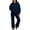 Navy #115, variant on Women's 2 Piece Sweatsuit Set Crewneck Sweatshirt and Wide Leg Pants Relaxed Casual Fleece Travel Lounge Set