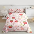 thumbnail image 2 of Homewish Kids Strawberry Fruit Queen Comforter Set, Pink Blossoms Flower Bedding Sets, Princess Cartoon Theme Reversible Bedding Comforter Set, Lightweight Room Decor, 3pcs, 2 of 8