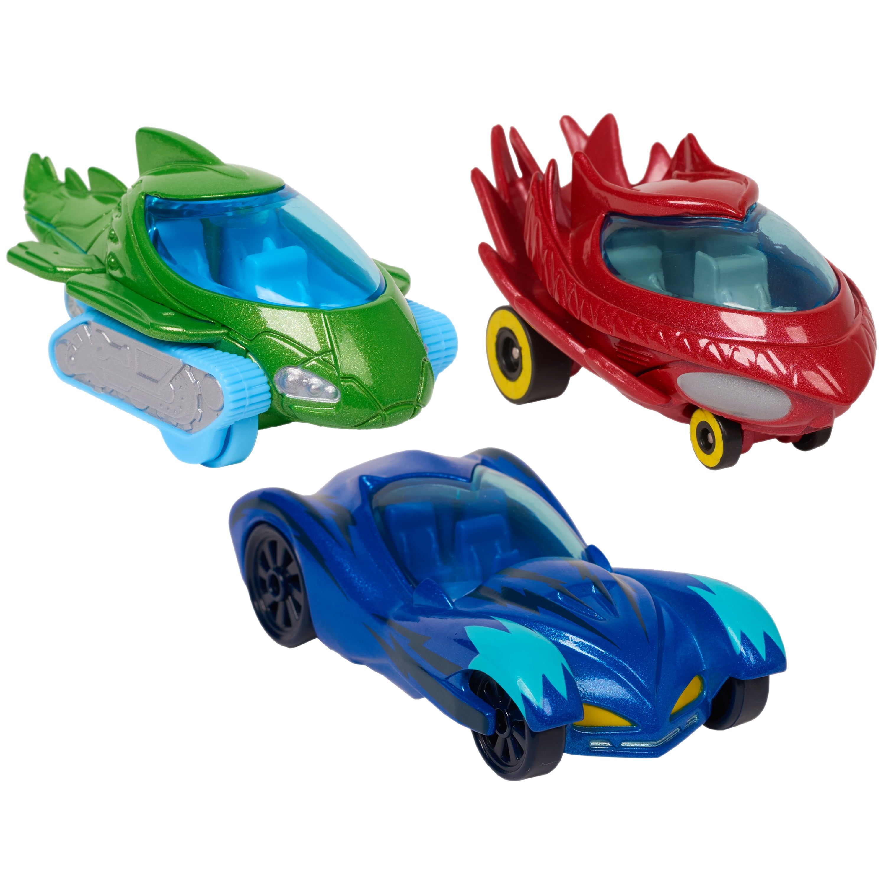 PJ Masques 3 x die cast Vehicles Gekko catboy & ROMEO voiture Set Jouets NEUF 