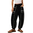 thumbnail image 2 of Ailaofu Womens Baggy Wide Leg Pants Casual Fall Trousers Palazzo Pants Drawstring Waist Barrel Sweatpants with Pockets, 2 of 7