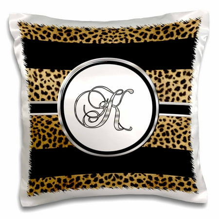 3drose Elegant Cheetah Animal Print Monogram Letter K Pillow