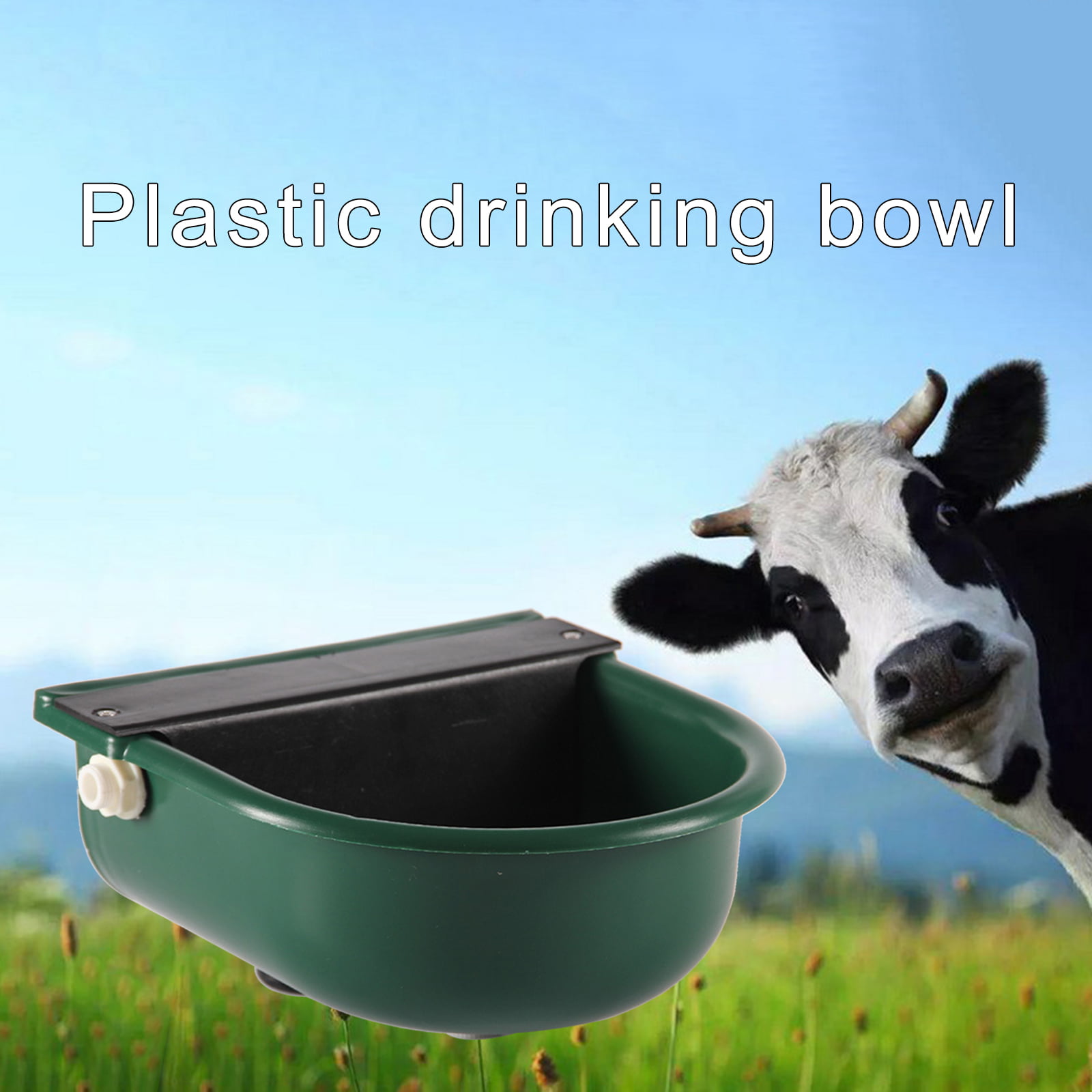 Automatic Float Livestock Waterer Cattle Horse Pony Drinking Bowl for Pet Livestock Dog Etc,Gray Durable Healthy PP Material Cattle Drinking Bowl Convenient Large 4L Float Valve Water Trough 