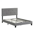 thumbnail image 2 of Queen Bed Frame with Pull Point Tufted Headboard, Upholstered Platform Bed with Sturdy Wood Slat Support, No Box Spring Needed Easy Assembly, Dark Grey, 2 of 8