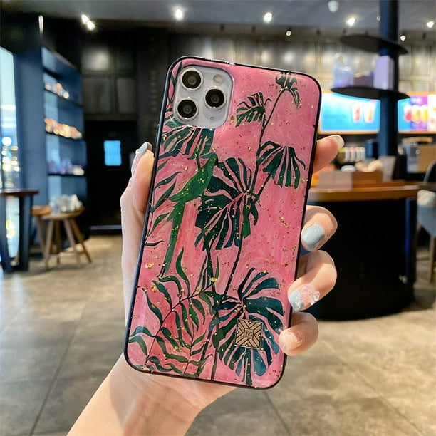 Elegante funda de silicona de dibujos animados de Anime perezoso leopardo para iPhone 14 13 12 11 Pro Xs Max Mini SE X XR 7 8 Plus funda dorada brillante Tan Jianjun unisex