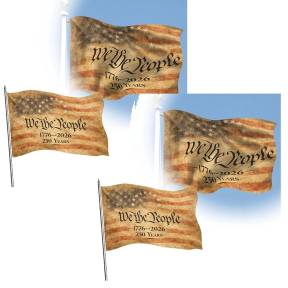 2Pcs America 250 Flag – 250th Anniversary USA Double Sided 3-Ply Outdoor Flag, We The People 1776-2026 Patriotic Yard & House Banner for 4th of July