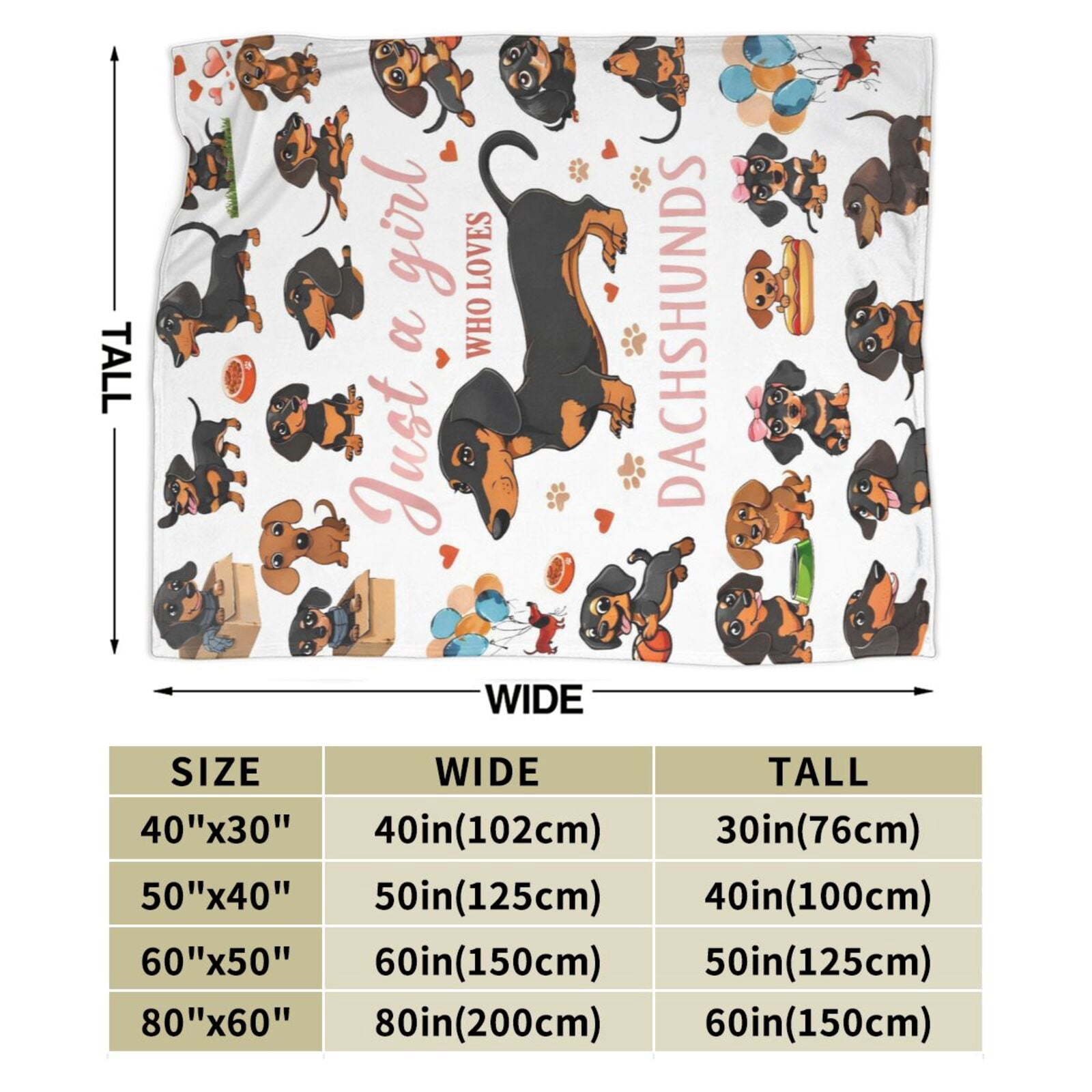 Dachshund Gifts for Women, Wiener Dog Gifts for Girl, Weiner Dog Blanket for Women, Just A Girl Who Love Dachshunds, Dachshund Blanket for Girls 80x60