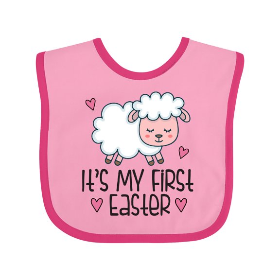 Inktastic Its My First Easter Baby Lamb Girls Baby Bib