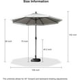 thumbnail image 6 of PURPLE LEAF 9 ft Patio Umbrella with Fringe Tassel Outdoor Market Umbrella w/ Tilt & Crank, 8 Aluminum Ribs, UV Protection for Garden Deck Pool Patio - Light Gray, 6 of 8