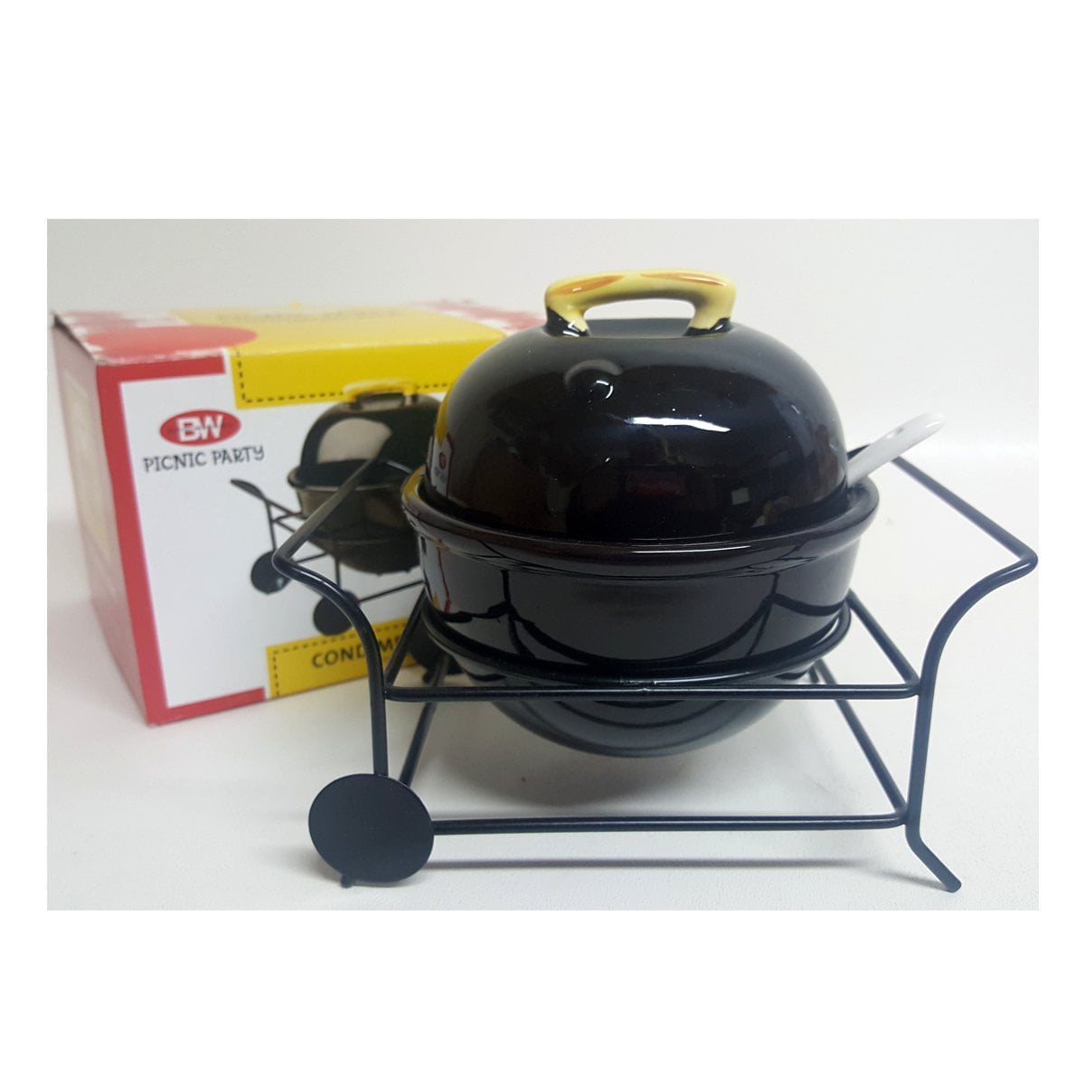 Boston Warehouse Mini Ceramic Barbecue Grill Shaped 12oz Condiment Bowl