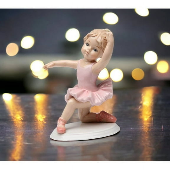Kevins Gift Shoppe Ceramic Knee Down Ballerina Girl in Pink Figurine