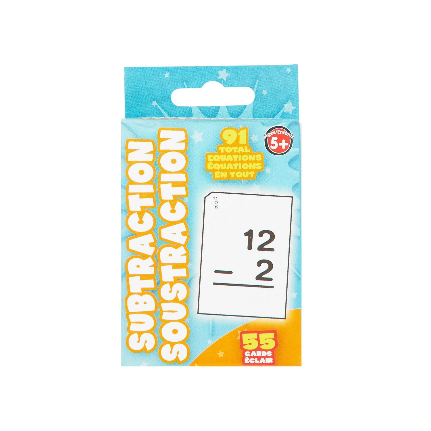 Subtraction Flashcards, Math Learning Aid, 55 Count