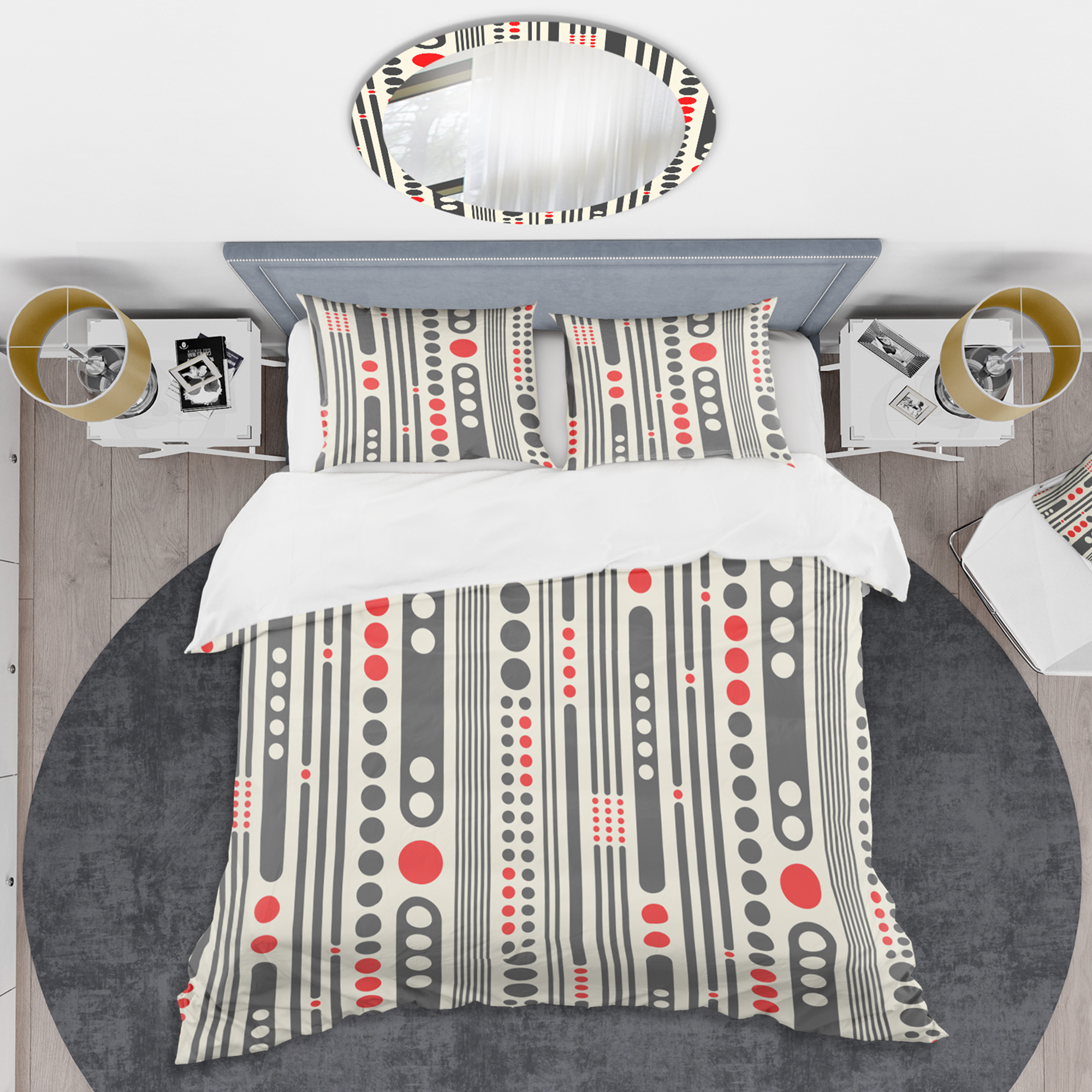 Designart 'Retro Geometrical Abstract Minimal Pattern II' Mid-Century Modern Duvet Cover Set