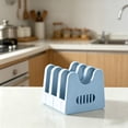 thumbnail image 2 of Blue Plastic Pot Lid Organizer for Cabinet, Space-Saving Lid Holder for Pans and Pots, 13x13cm, 2 of 5