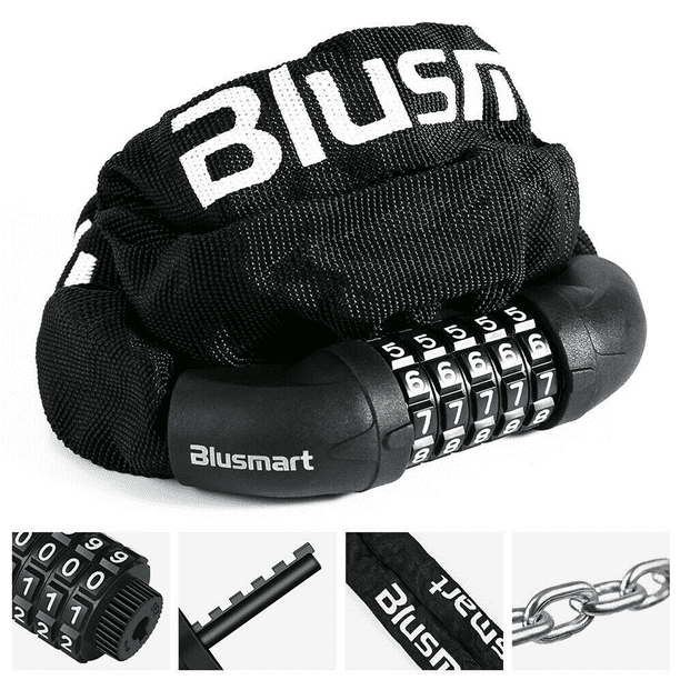 Bike Lock Chain Lock, Blusmart Heavy Duty Anti Theft Bicycle Lock 5 Digit Combination Resettable
