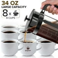 thumbnail image 4 of QUQIYSO French Press Coffee Maker, 34 Ounce, 304 Stainless Steel French Press with 4 Filter, Borosilicate Glass Coffee Press, 100% BPA Free, Heat Resistant Durable, Black, 4 of 9