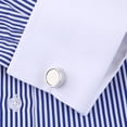 thumbnail image 2 of TANSILING Men's Striped Dress Shirt, French Cuff, S-3XL, 2 of 6