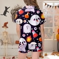 thumbnail image 5 of JIAYUE Girls Halloween Pajamas Elegant Adorable Print With Buttons Notch Collar Cozy Short Sleeve Tops And Shorts Sleepwear Set Casual Loose Home Sleep Lightweight Loungewear,10-11 Years, 5 of 8