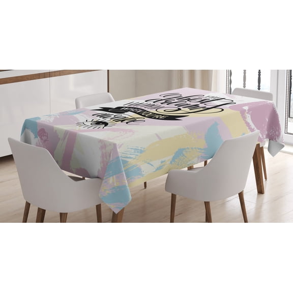 Ambesonne Dream Tablecloth Rectangular Table Cover, Aquarelle Paint Smear Motif, 60"x84", Multicolor
